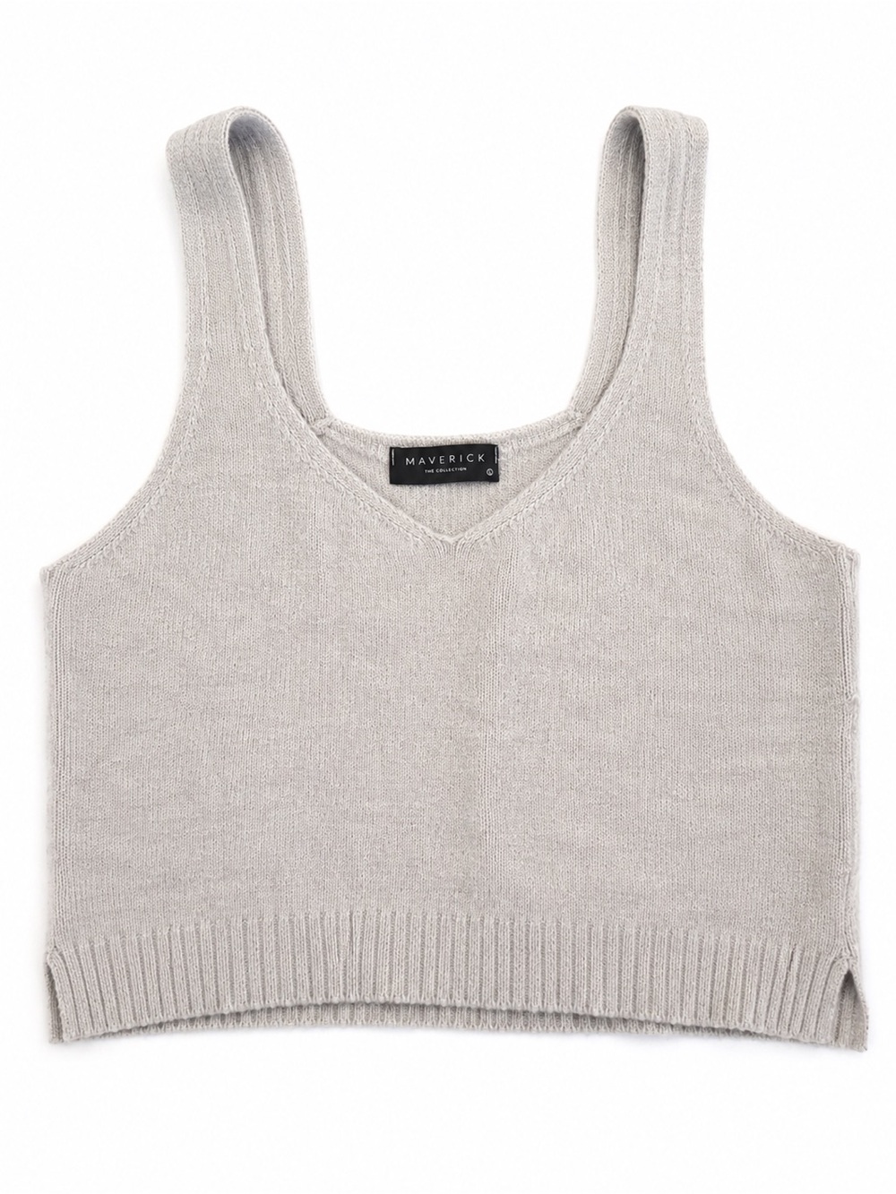 Maverick The Collection Gray Knit Crop Tank Top Size L